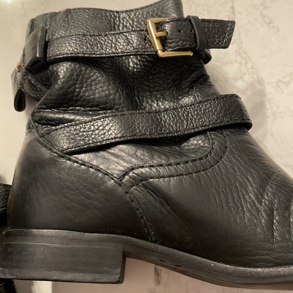 Pre-loved Kate Spade Black Leather Moto Sabina Boots with bow size 5M - Picture 8 of 8